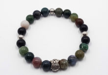 Bracciale elastico con agata indiana onice ed elementi in Argento 925