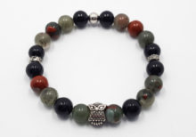 Bracciale elastico con diaspro onice ed elementi in Argento 925