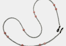 Laccio per occhiali con ematite e giada colorata rosa