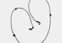 Laccio per occhiali con ematite e corallo