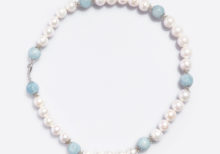 Collana con perle e acqua marina
