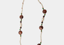 Collana con perle di acqua dolce e occhio di tigre rosso