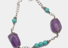 Bracciale in argento con turchesite ed ametista