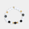 Bracciale elastico con agata bianca labradorite onice quarzo fumè ed ematite