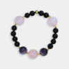 Bracciale elastico con onice ametista quarzo rosa ed ematite