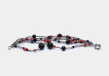 Bracciale multifili di ematite onice e corallo