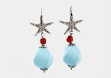 Orecchini con stella marina e pasta di turchese