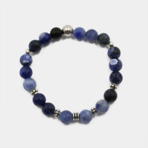 Bracciale bambino con sodalite ed elementi in argento