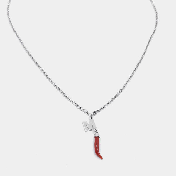 Collana personalizzabile con lettera e corno